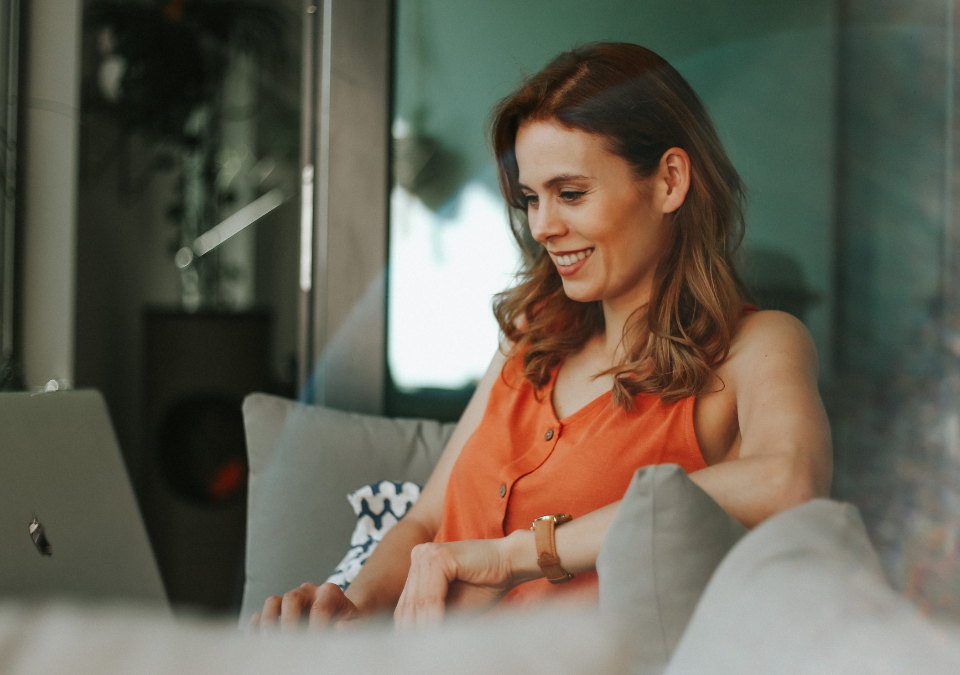 women working from home on laptop